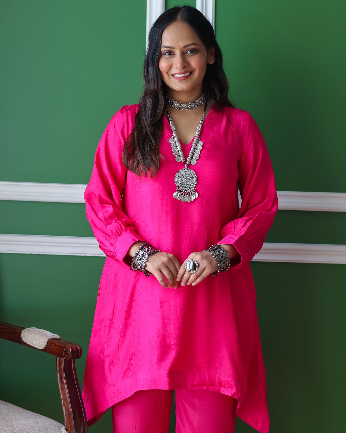 Meera Fuchsia Pink Short Kurta Set