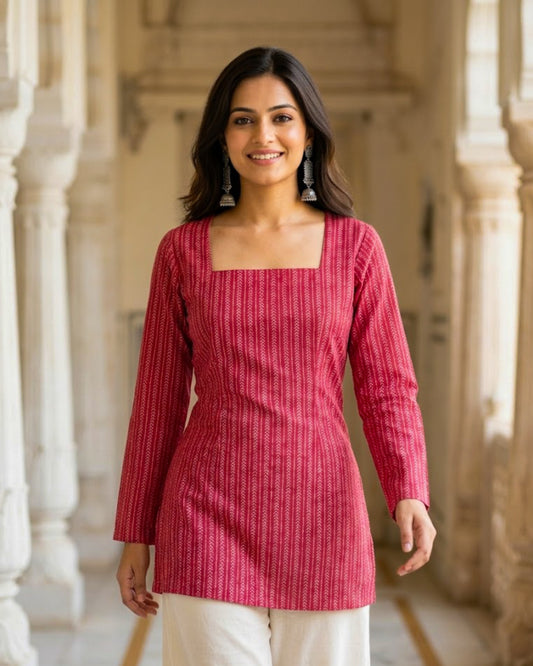 Raavya Pink Corset Back Kurti
