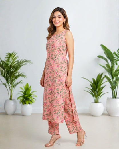 Alizeh Pink Sleeveless Cotton Kurta set