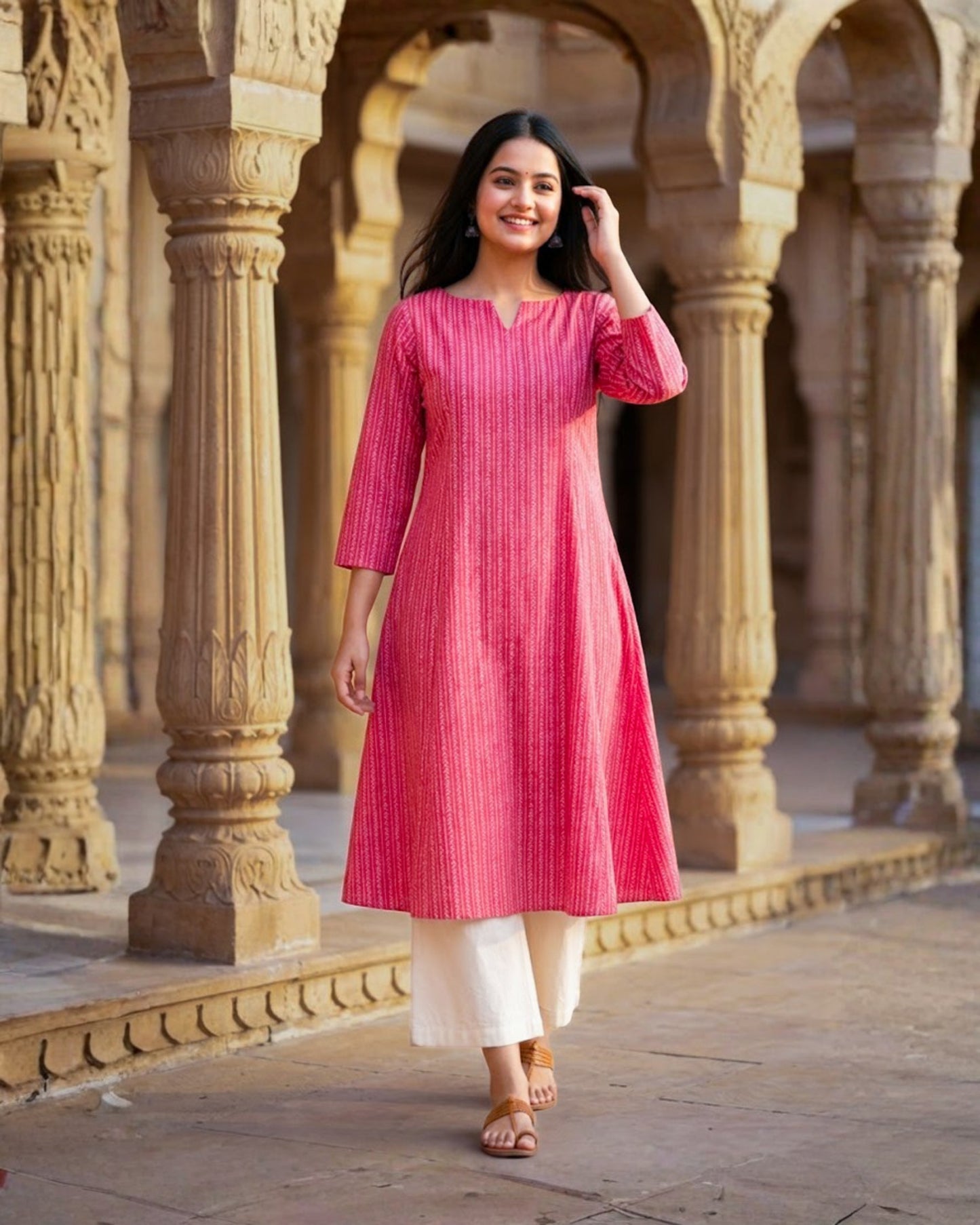 Raavya Red Printed Kurta
