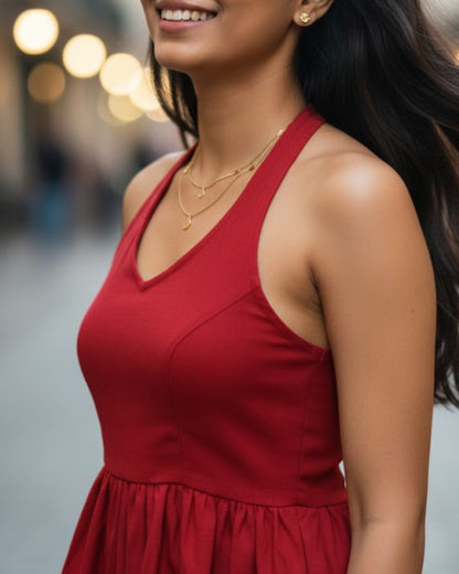 Emma Red Peplum Cotton Top