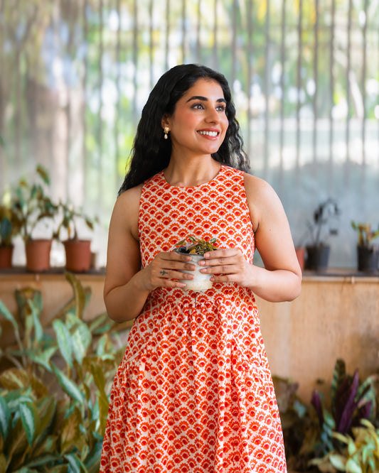 Kia HandBlock Printed Pure Cotton Midi Dress