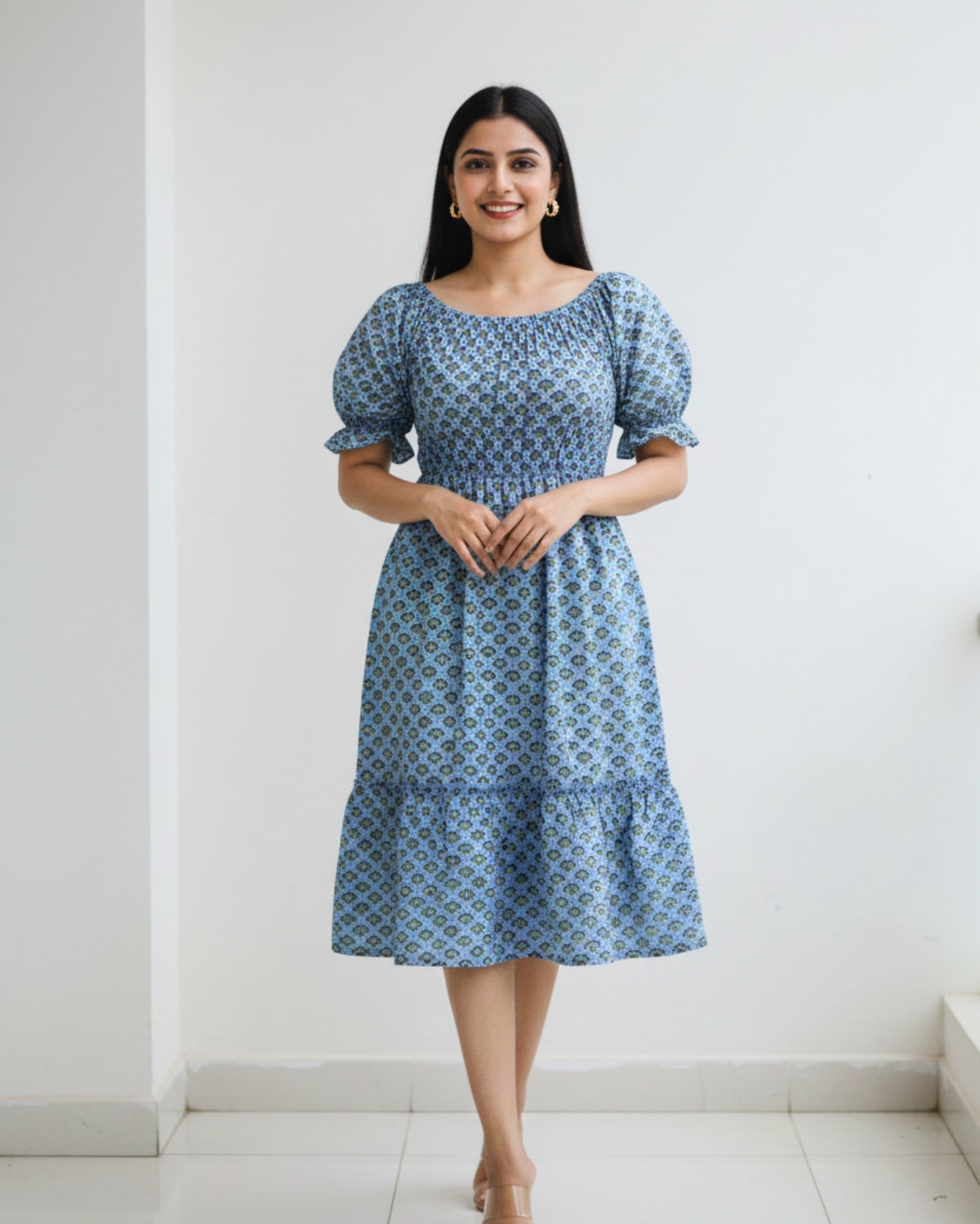 Bloomie Cotton Tiered Midi Dress