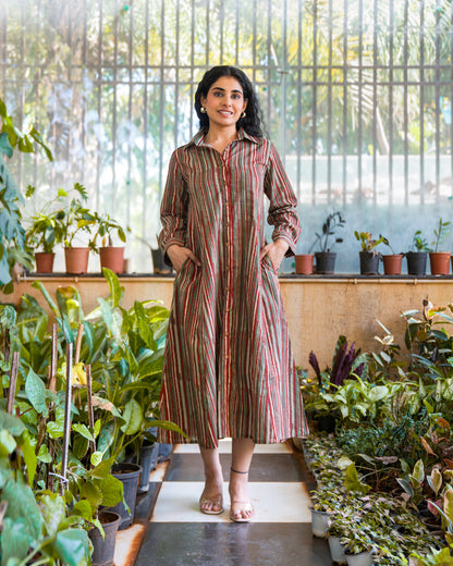 Ziva HandBlock Printed Shirt Dress
