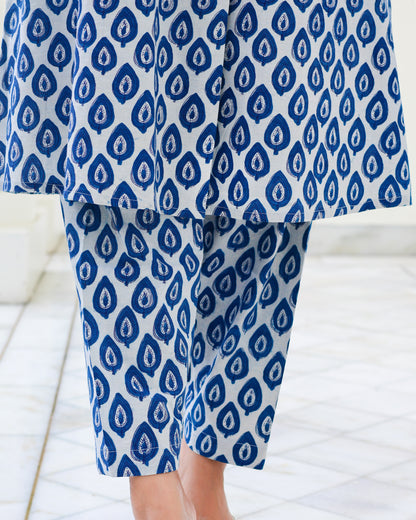 Juhi Indigo HandBlock Print Cotton Kurta Set