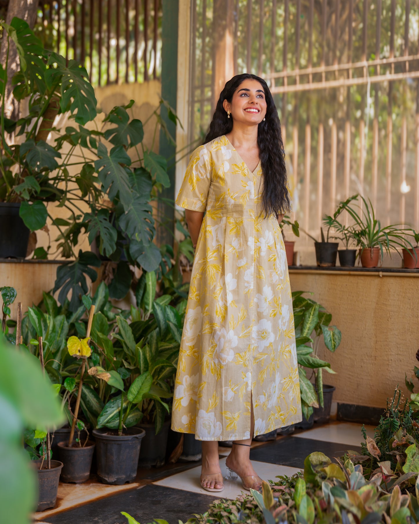 Madhubala A-line Midi Cotton Dress