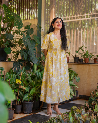 Madhubala A-line Midi Cotton Dress