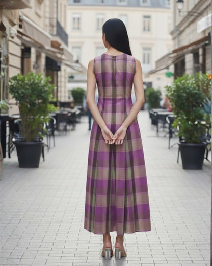 Hannah Checkered Cotton Maxi Dress