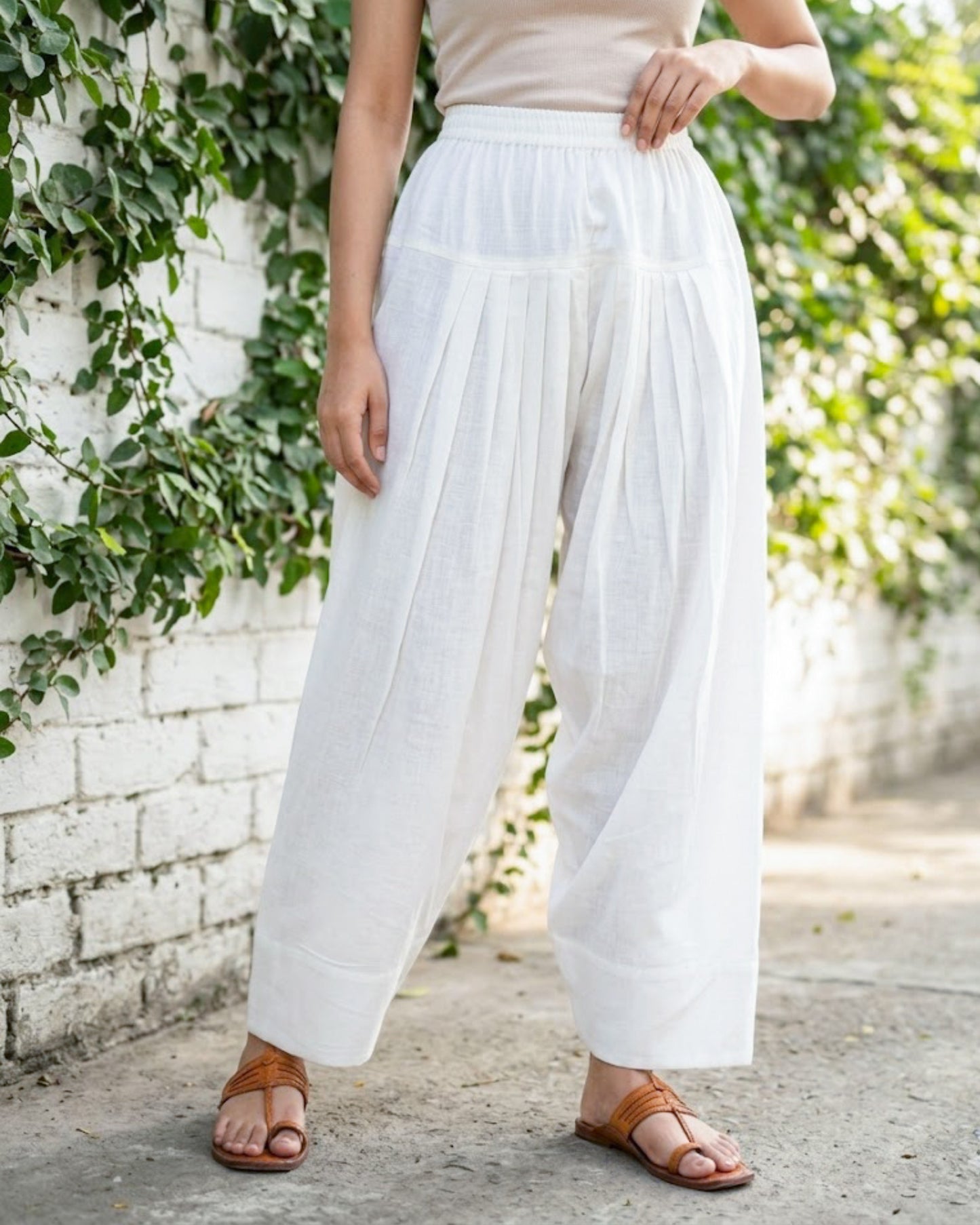 White Cotton Farsi Pants