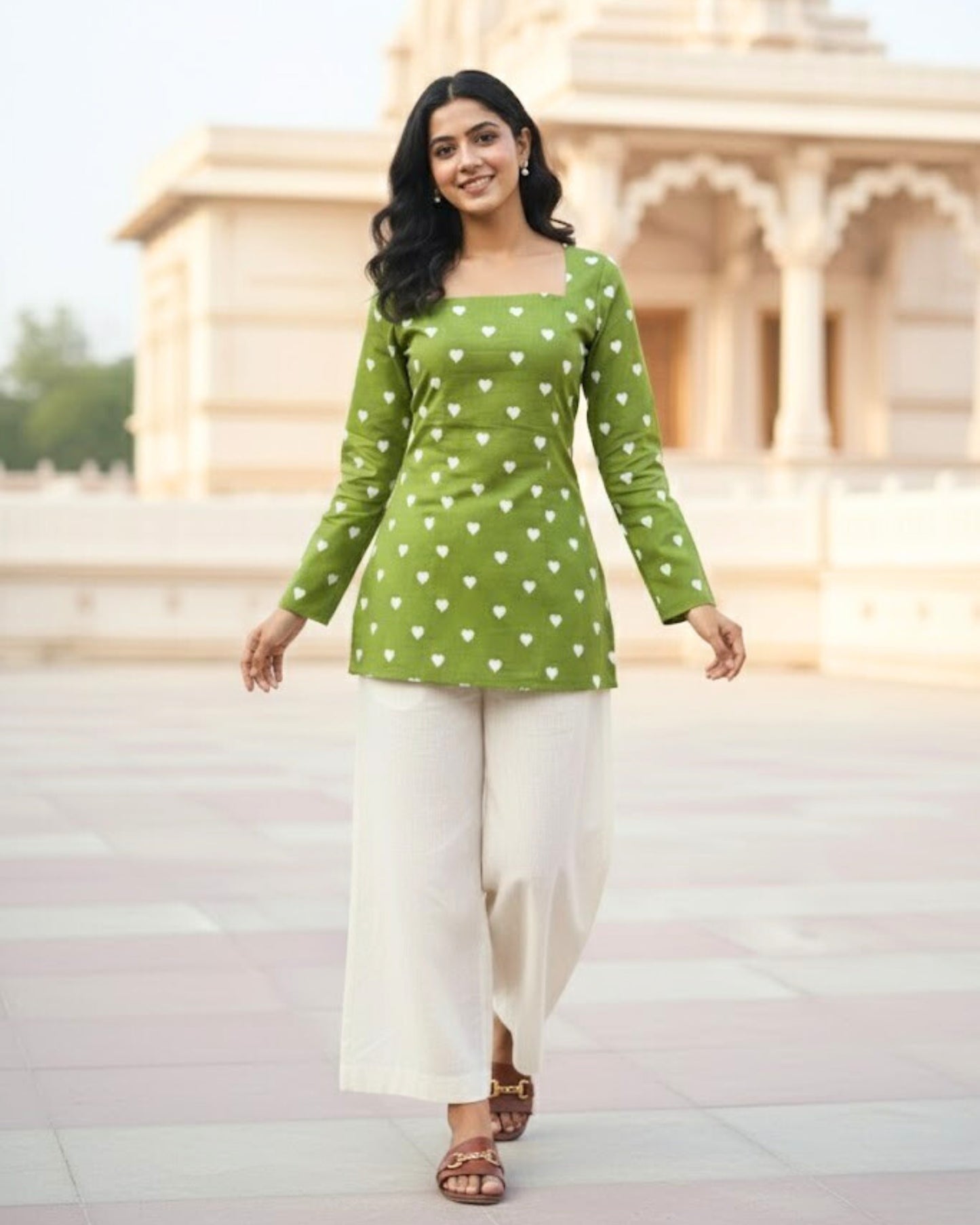 May Heart Print Corset Kurti