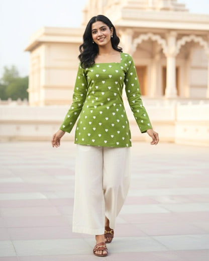 May Heart Print Corset Kurti