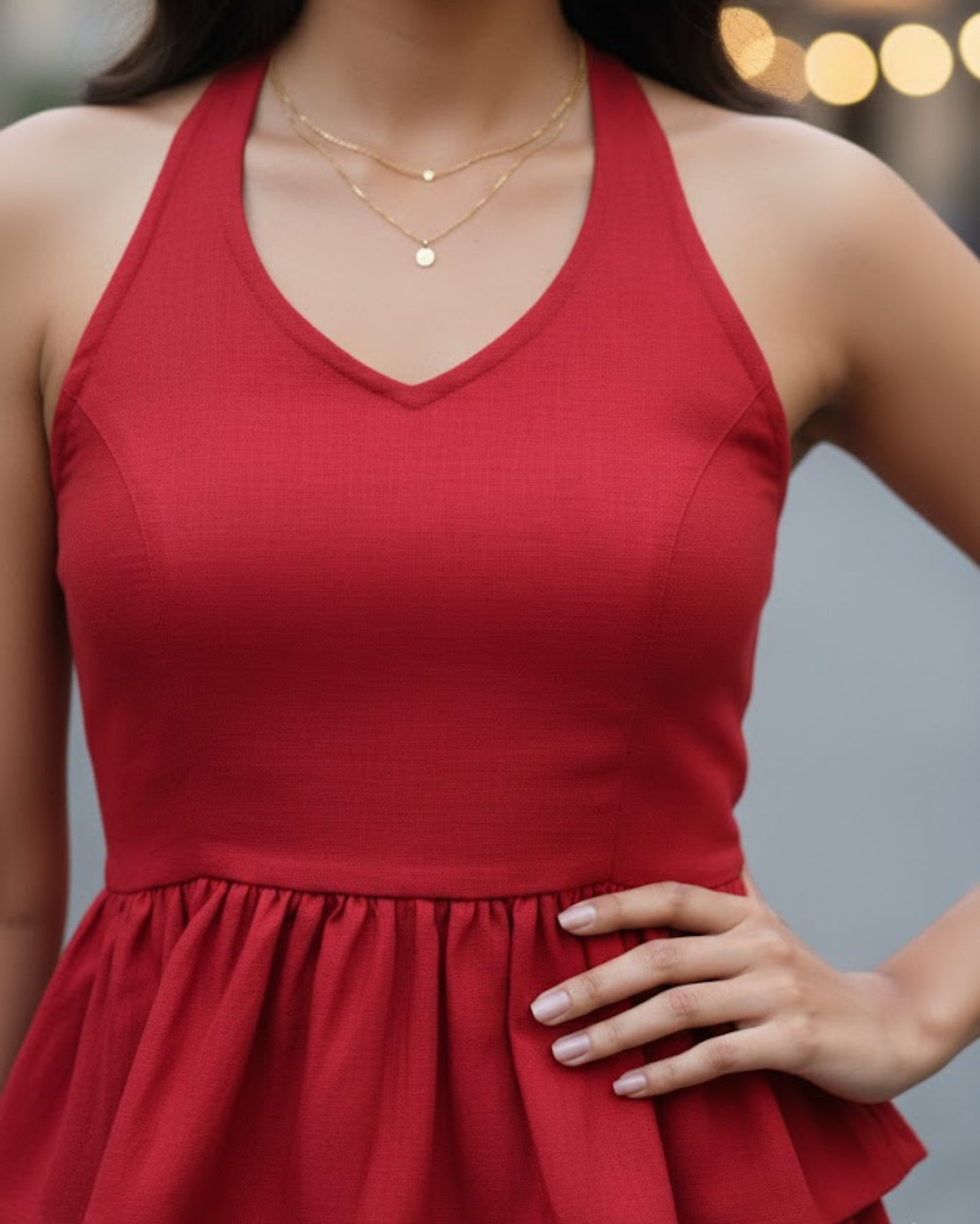 Emma Red Peplum Cotton Top