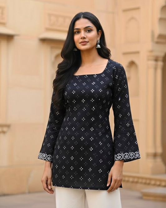 Isha HandBlock Print Sleeved Kurti