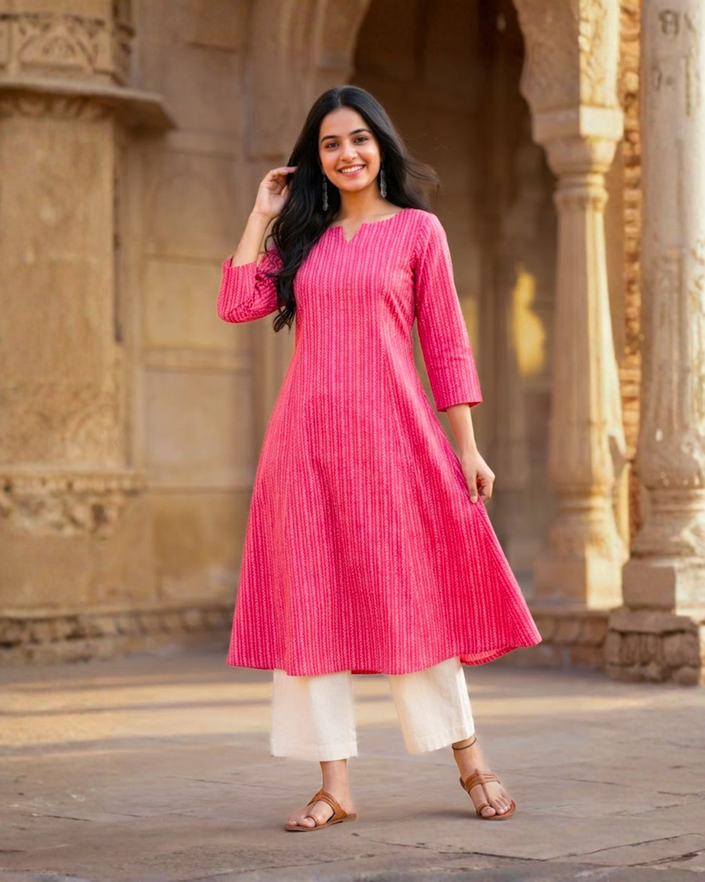 Raavya Red Printed Kurta