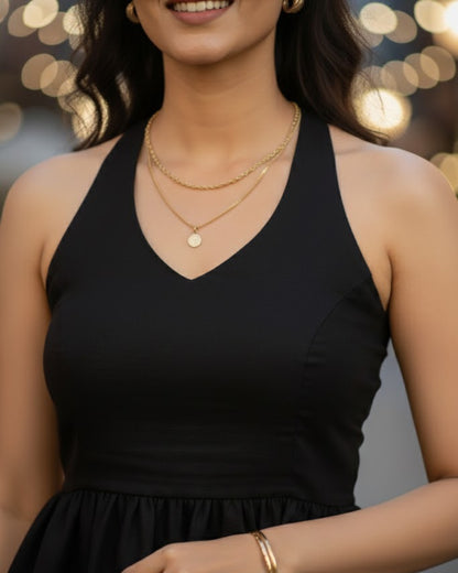 Nina Black Peplum Cotton Top