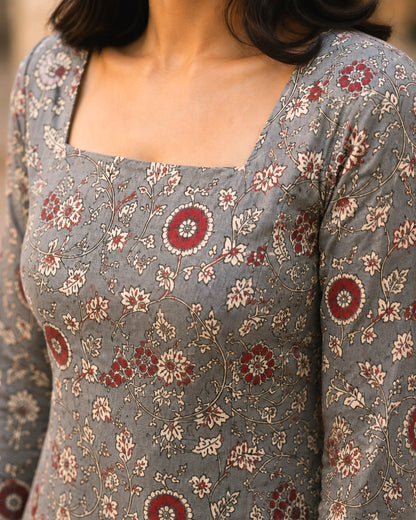 Dove Grey Corset Short Kurti