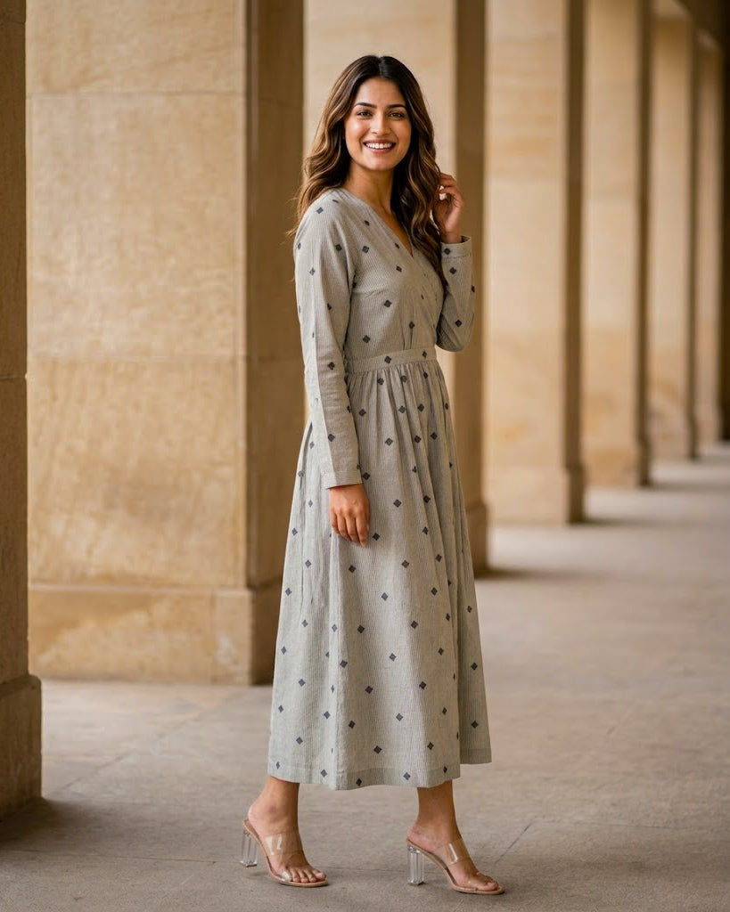 Macy Fit and Flare Cotton Wrap Dress