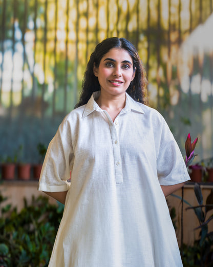 Rozana White Cotton Kurta Set with Afgani Pants