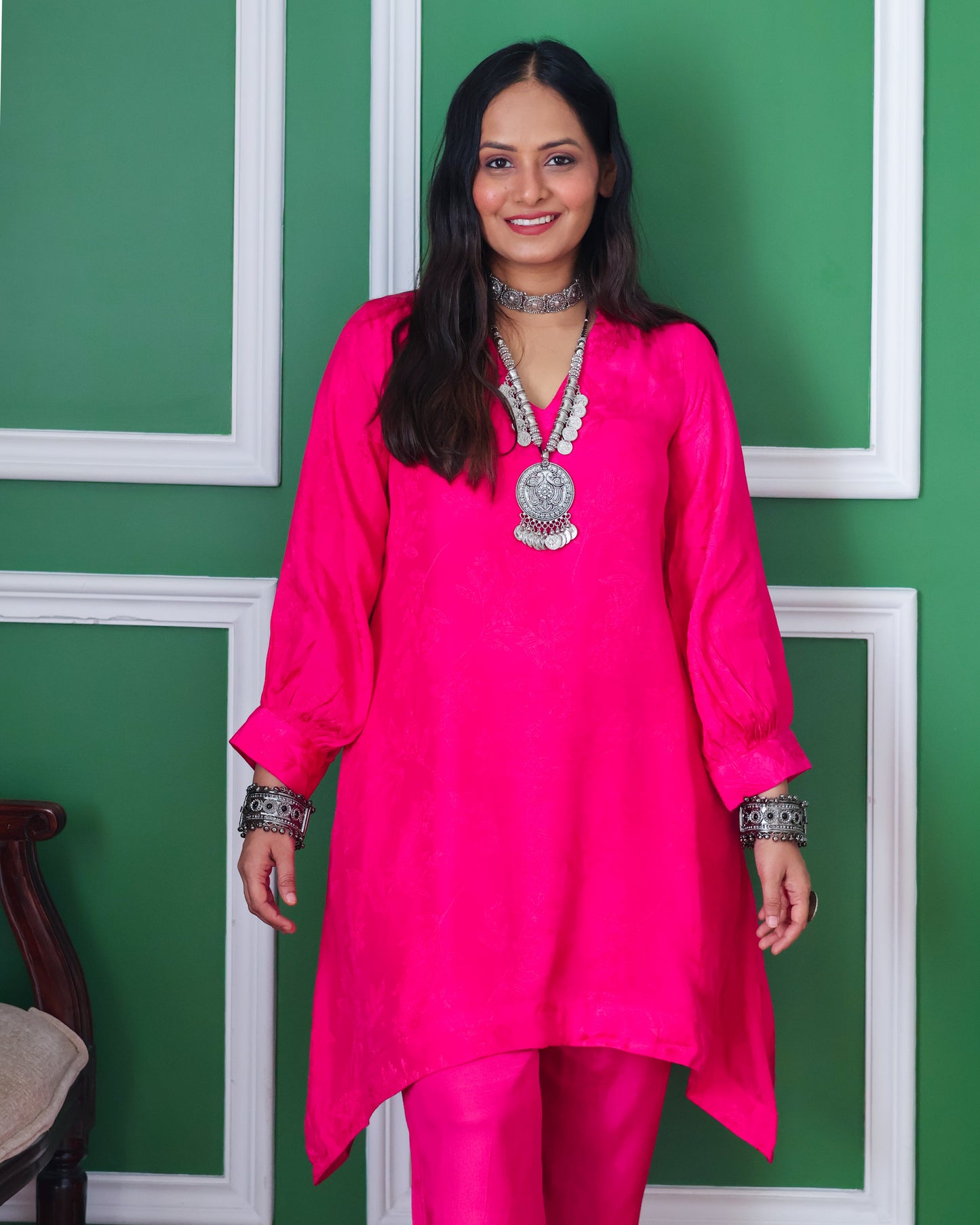 Meera Fuchsia Pink Short Kurta Set