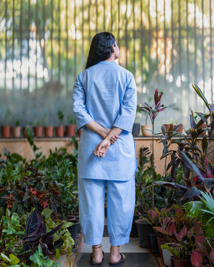 Eloise Powder Blue Cotton Co-ord Set