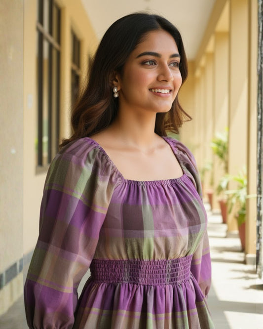 Hannah checkered Peplum Cotton Top