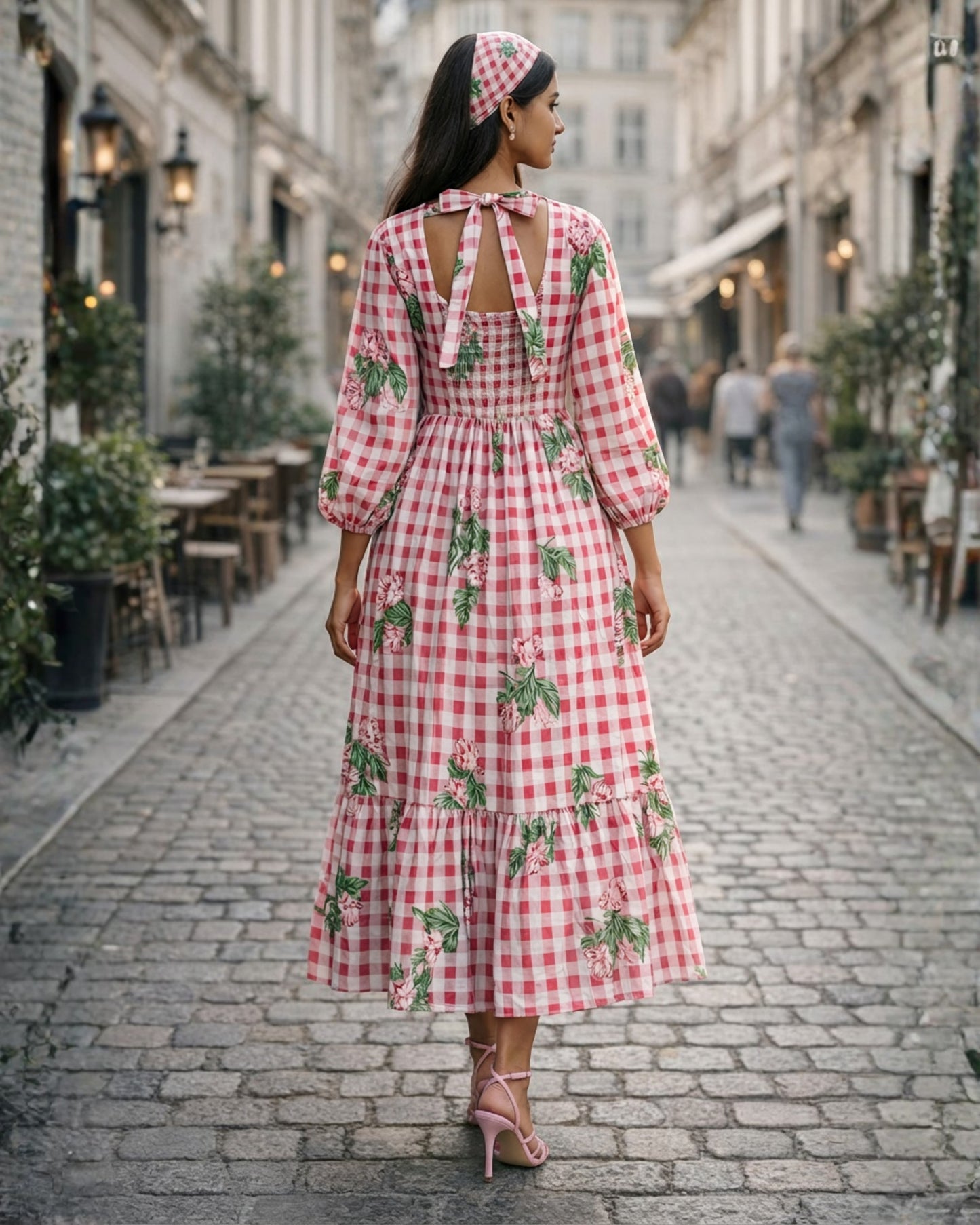 Ella Pink A-line Midi Dress