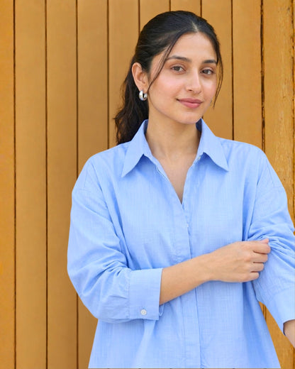 Eloise Blue Slub Cotton Shirt