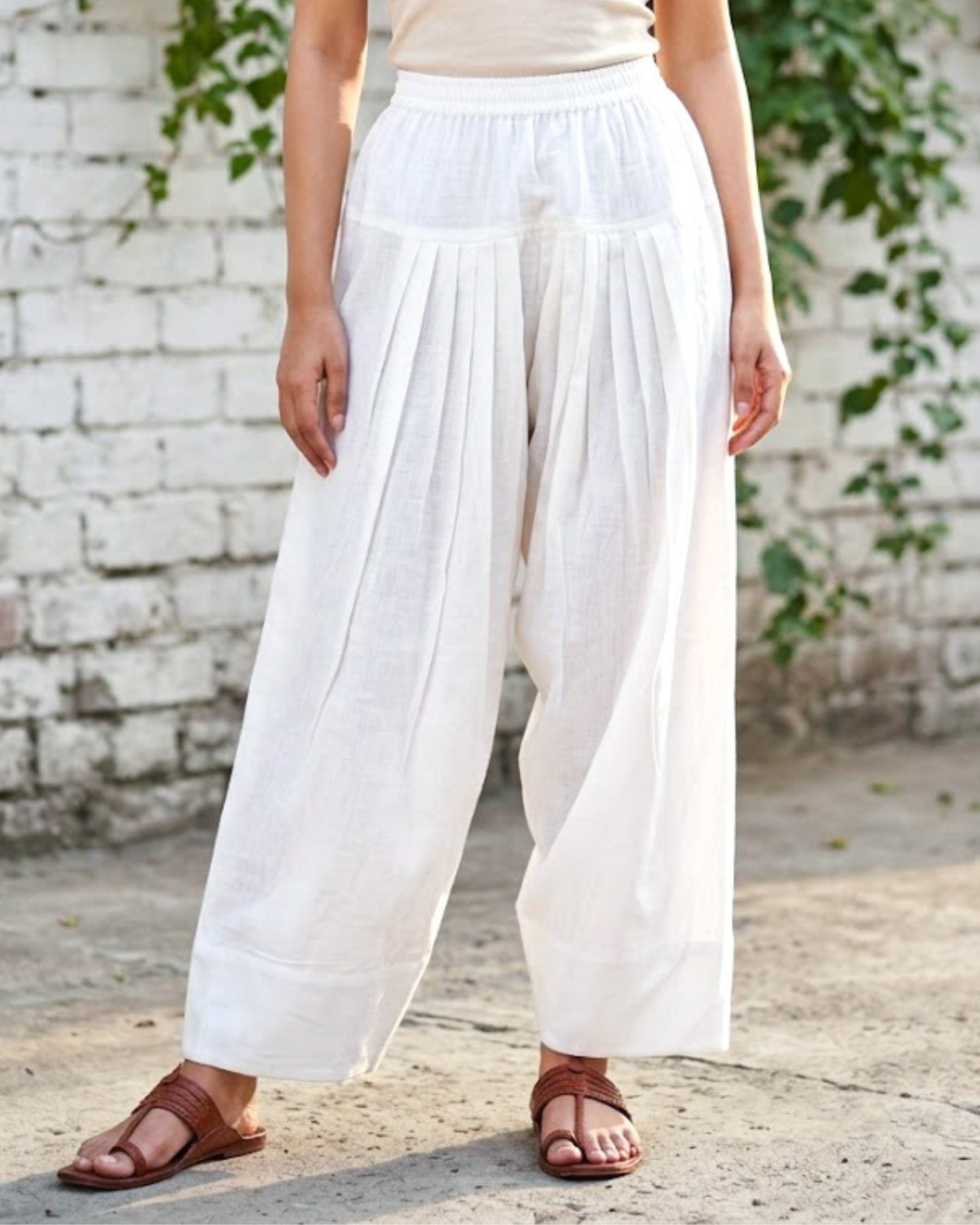 White Cotton Farsi Pants