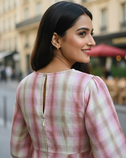 Sally Pink Cotton Midi Dress