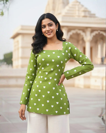 May Heart Print Corset Kurti