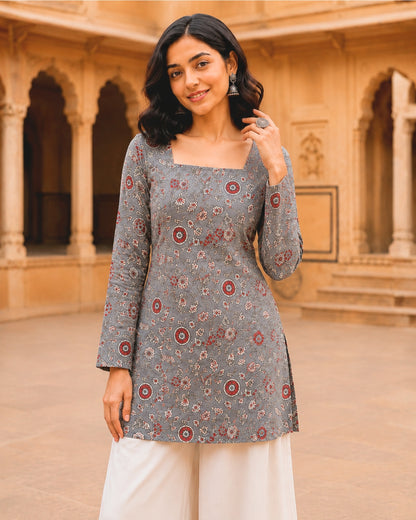 Dove Grey Corset Short Kurti