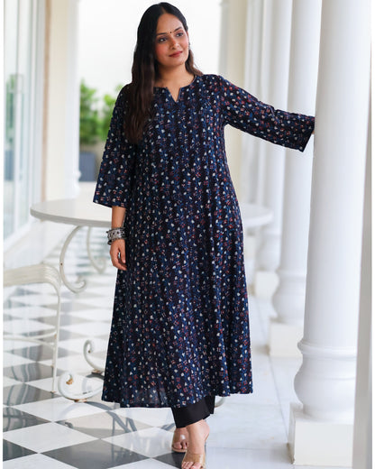 Avani Black HandBlock Print Kurta Set