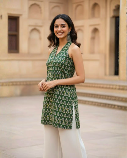 Meher HandBlock Jahota Print Short Kurti