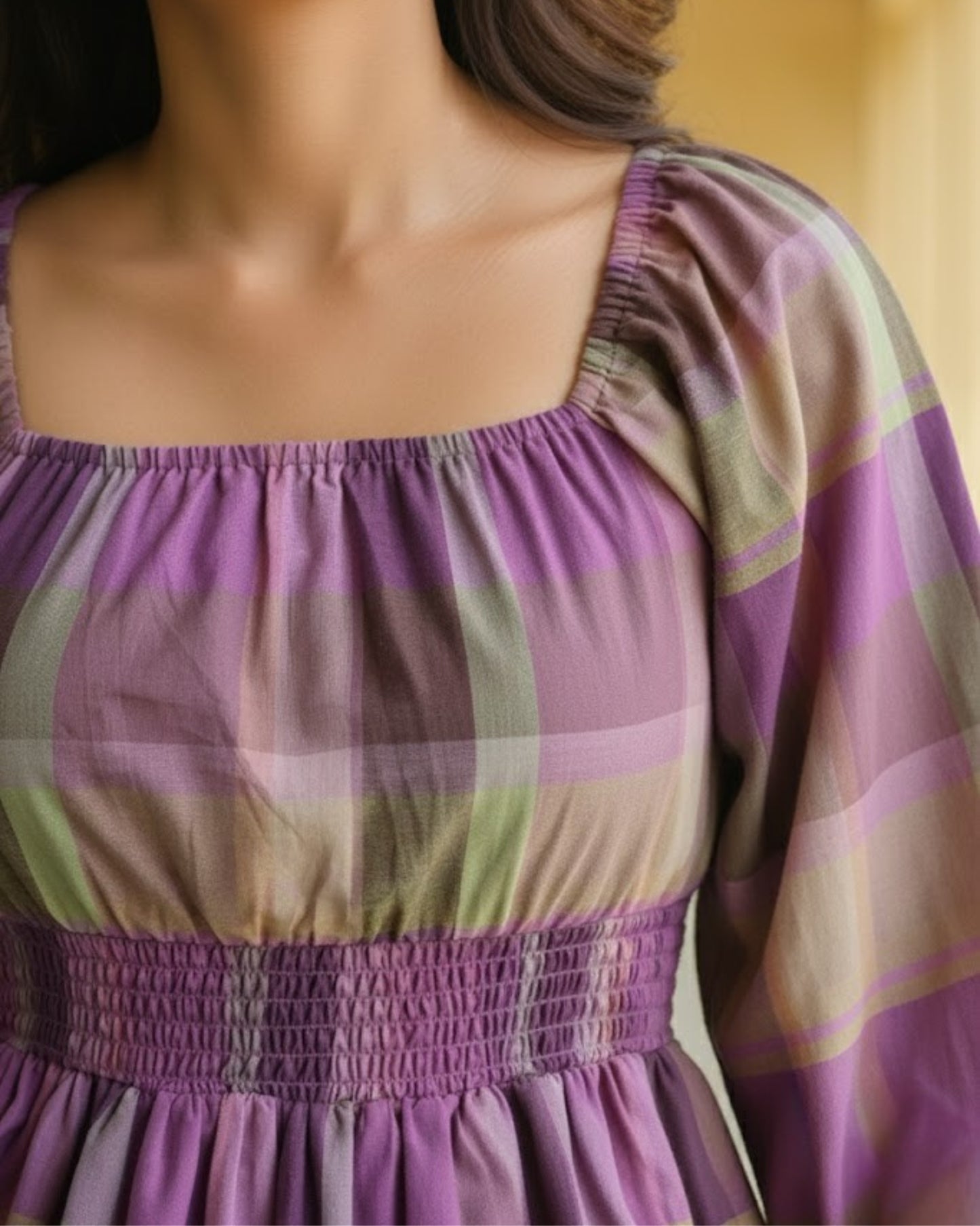 Hannah checkered Peplum Cotton Top