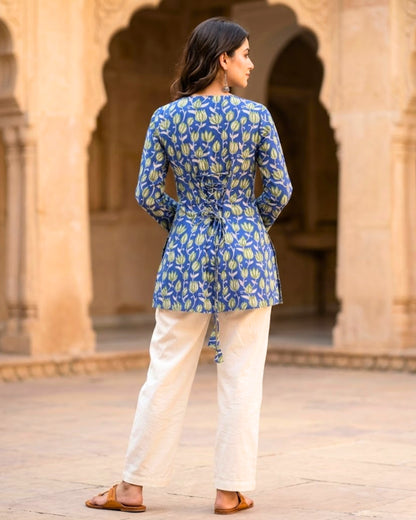 Laura Blue Corset Short Kurti