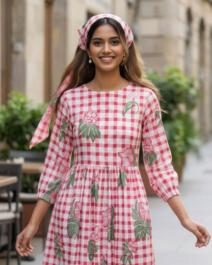 Ella Pink A-line Midi Dress