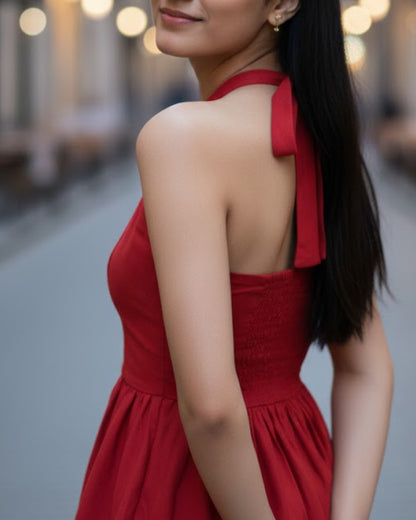 Emma Red Peplum Cotton Top