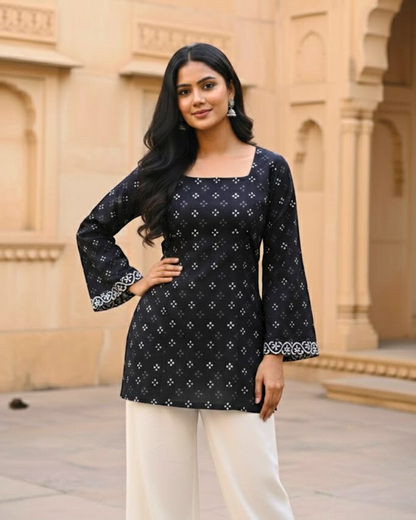 Isha HandBlock Print Sleeved Kurti