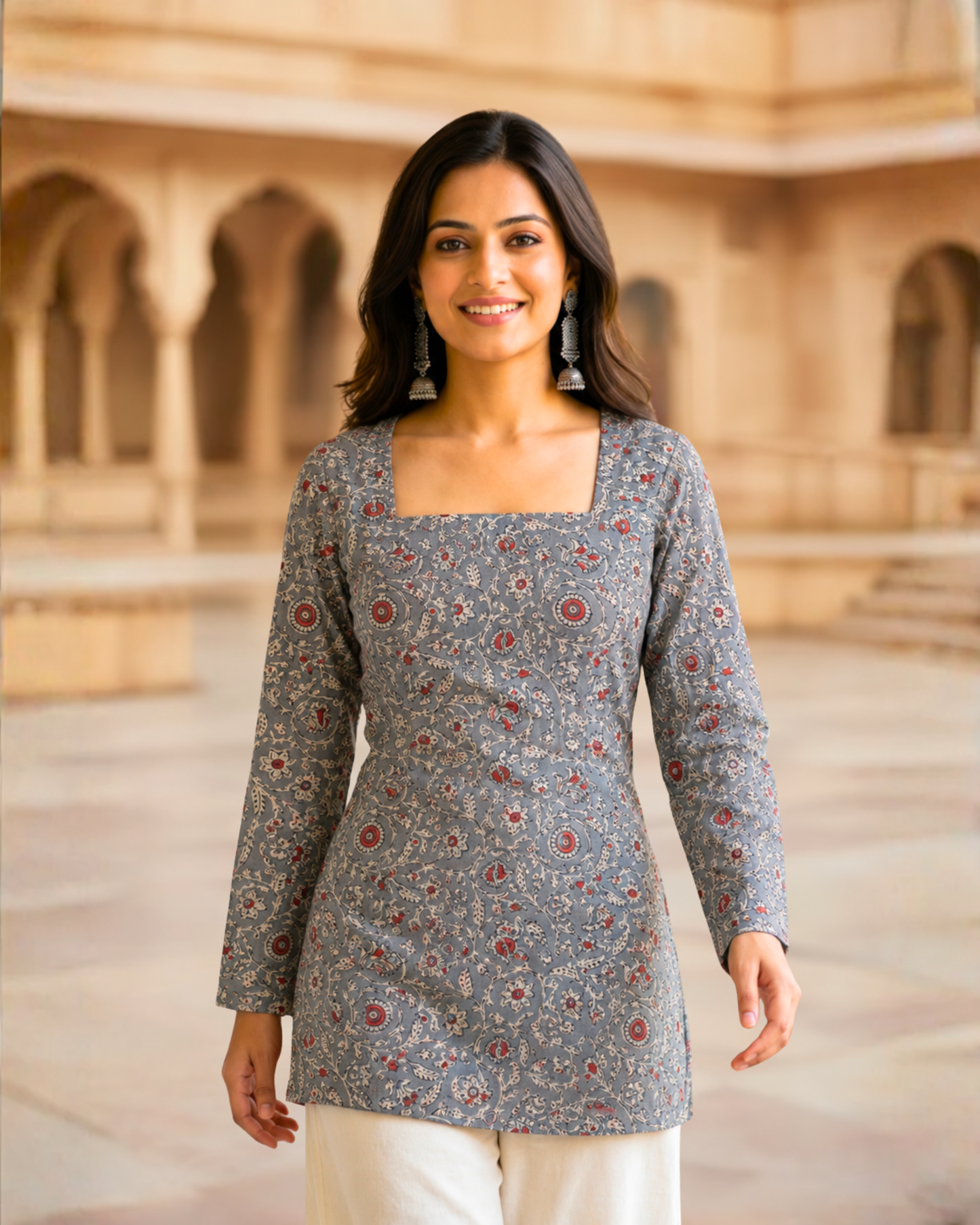 Dove Grey Corset Short Kurti