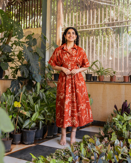 Luke Pleated Pure Cotton Midi Dress