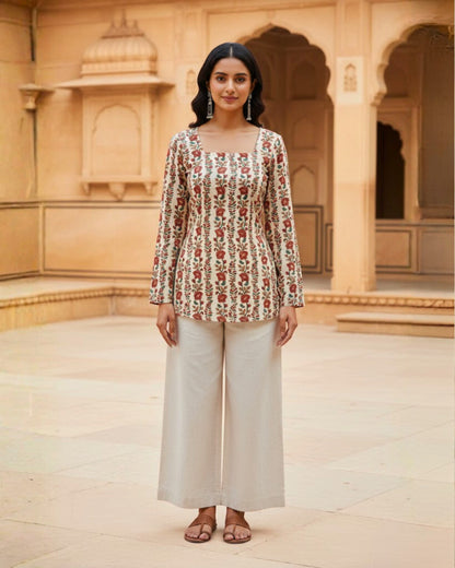 Ahana HandBlock Print Corset Short Kurti