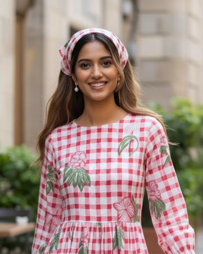 Ella Pink A-line Midi Dress