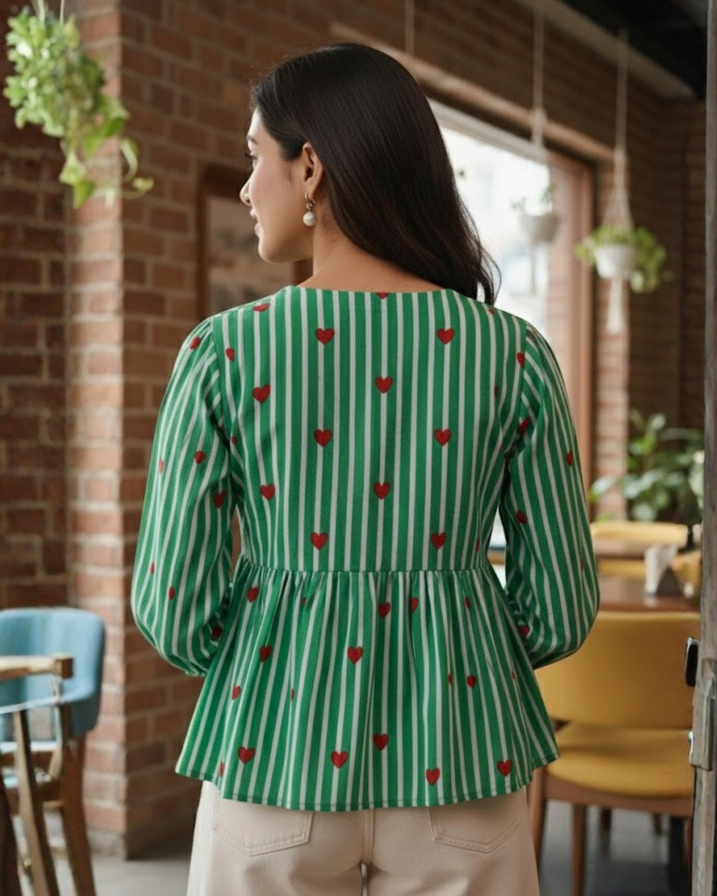 Jen Striped Peplum Cotton Top