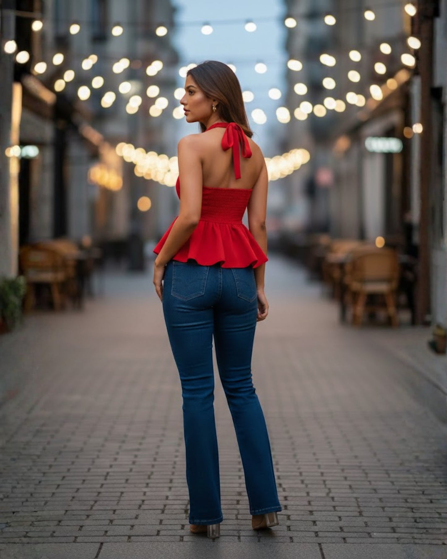 Emma Red Peplum Cotton Top