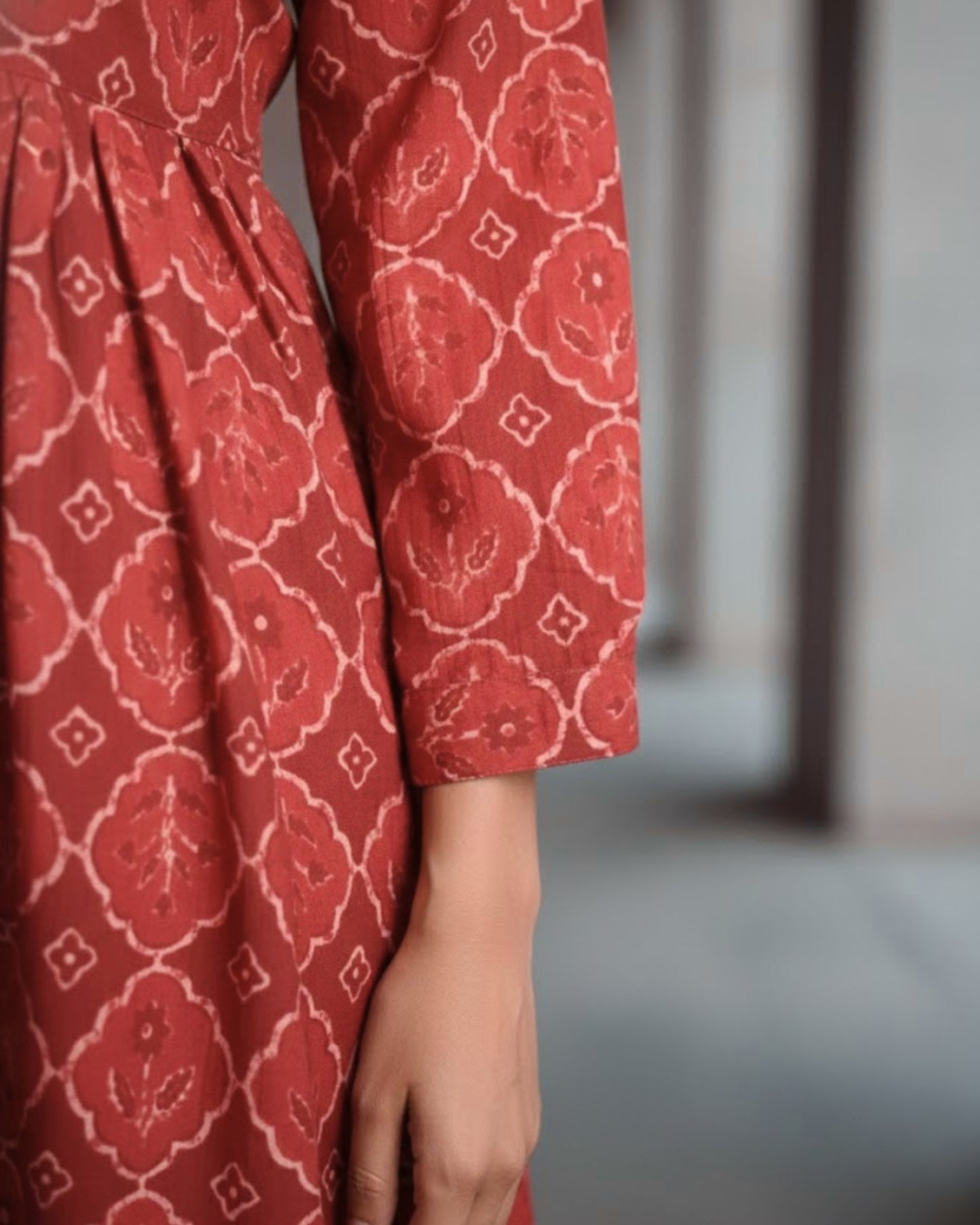 Hailey Red Fit and Flare Cotton Wrap Dress