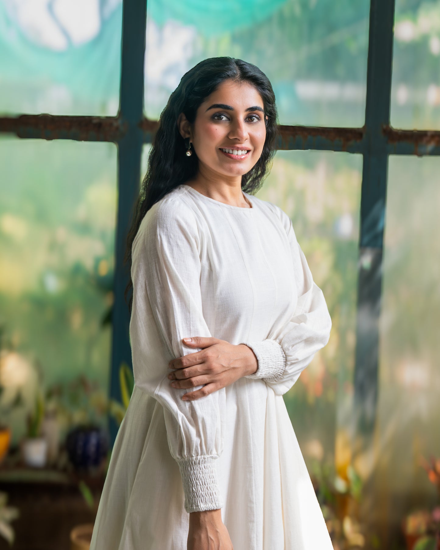 Pearl Panelled Cotton Dress