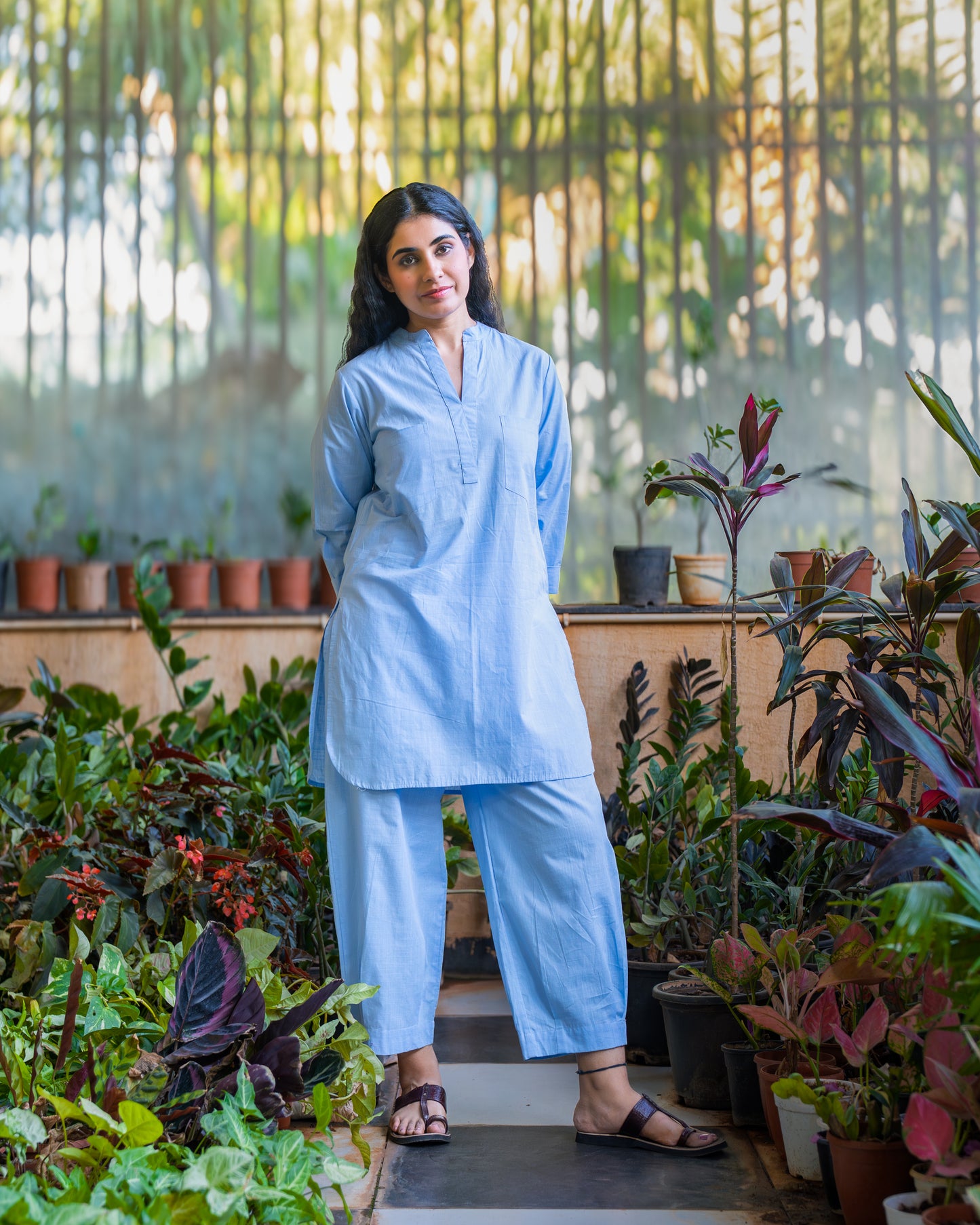 Eloise Powder Blue Cotton Co-ord Set