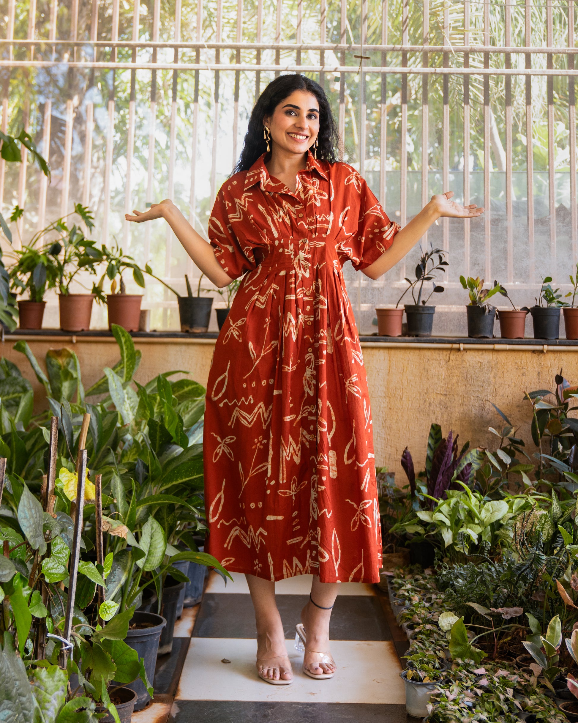 Luke Pleated Pure Cotton Midi Dress – sivakaindia