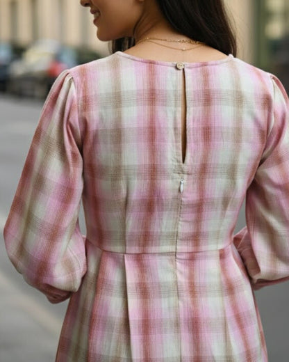 Sally Pink Cotton Midi Dress