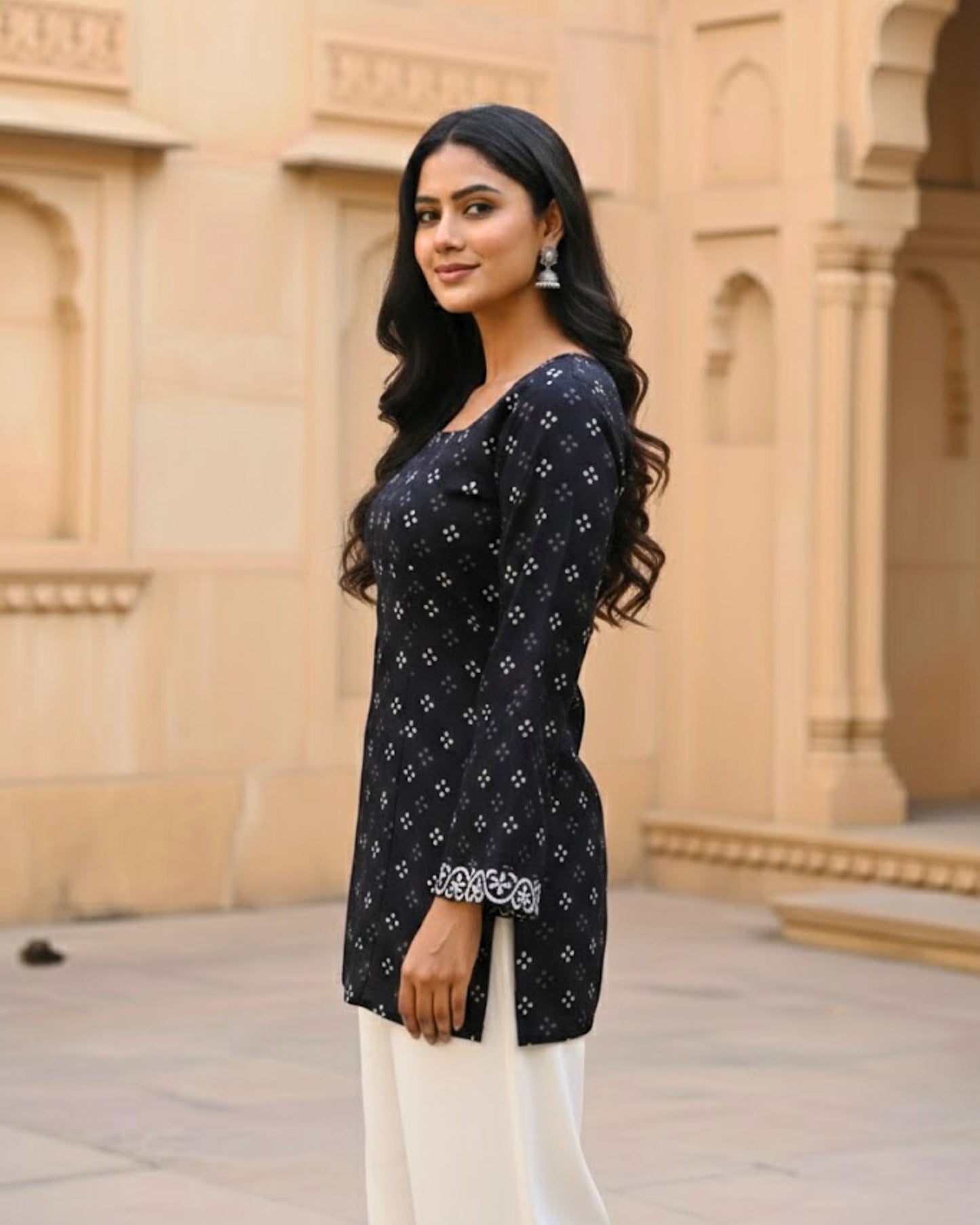 Isha HandBlock Print Sleeved Kurti